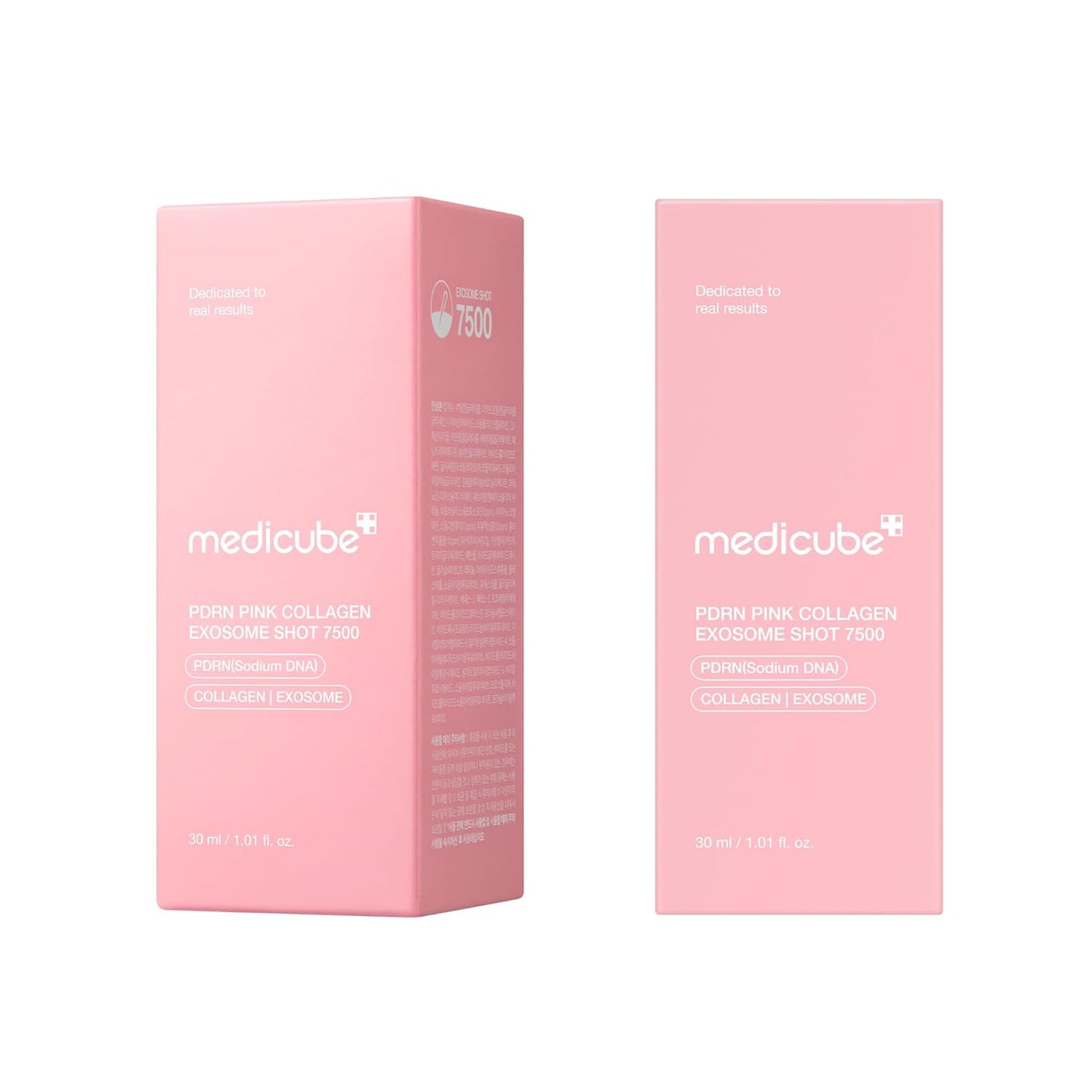 medicube PDRN - Suero de inyección de exosoma de colágeno rosa, 7,500 PPM, refuerzo líquido para la piel, exosoma, salmón ADN PDRN, espículas, tono desigual de la piel, cuidado de los poros, textura