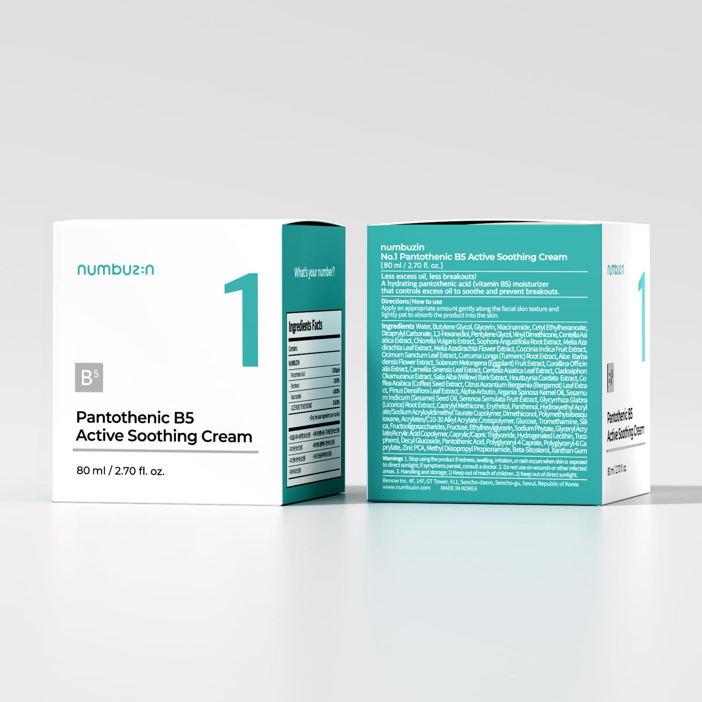 Numbuzin No.1 Pantothenic B5 Active Soothing Cream 80ml