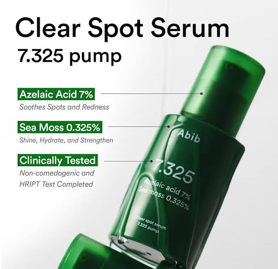 Abib Clear spot serum 7.325 pump with Seamoss Extract, Azelaic Acid, Succinic Acid