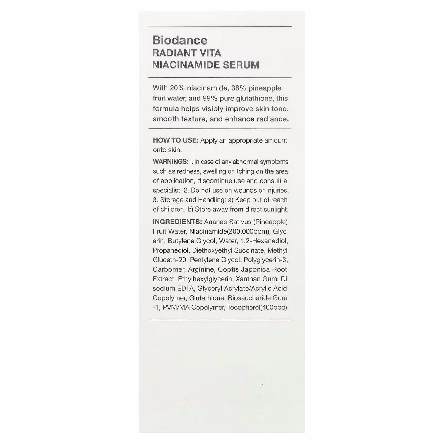 Biodance Radiant Vita Niacinamide Serum 30ml