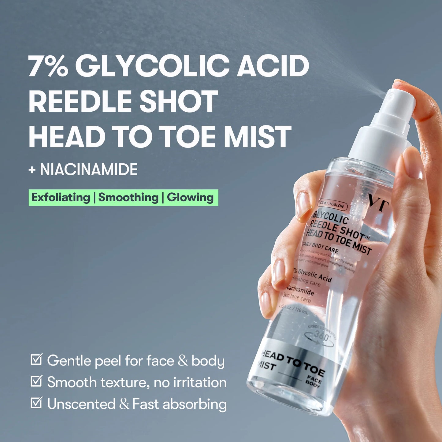 Vt cosmetics Glycolic Reedle Shot Head To Toe Mist 120 ml